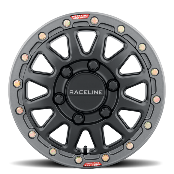 15x7 Raceline A14BG Alpha Black With Gunmetal Ring 4x137 ET10 Wheel