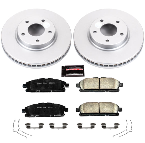 PowerStop Genuine Geomet Coated Rotor and Low-Dust Ceramic Brake Pad Kit