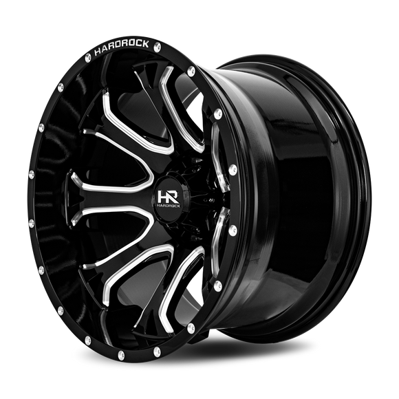 20x12 Hardrock BloodShot Xposed Gloss Black Milled 5x150 ET-44 wheel/rim