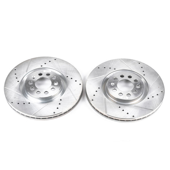 PowerStop Evolution Drilled Slotted Rotors Pair Front For Audi TT
