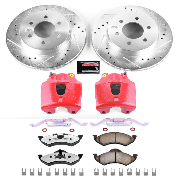 PowerStop Z36 Truck and SUV Ceramic Brake Pad, Drilled & Slotted Rotor, and Cali