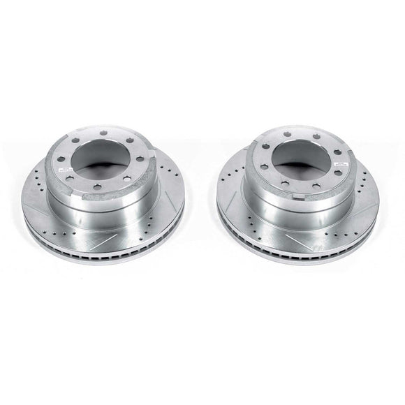 PowerStop Evolution Drilled Slotted Rotors Pair Rear For Ford F-350 Super Duty