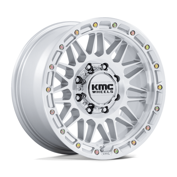 18x9 KMC KM555 Attack Gloss Silver Machined Face 8x165.1 ET18 Wheel
