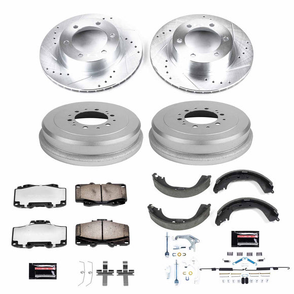 PowerStop Z36 Ceramic Brake Pads with Drilled Slotted Rotors and Drum Shoe Kit
