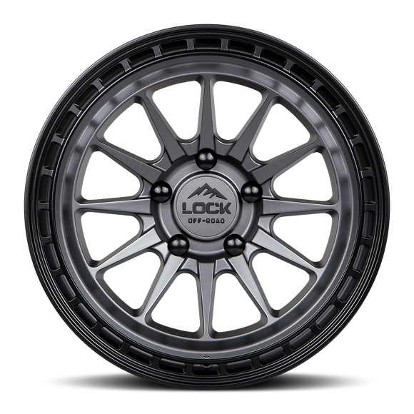 17x9 Lock Off-Road Baja Matte Gray Matte Black 6x139.7 ET-12 Wheel Rim