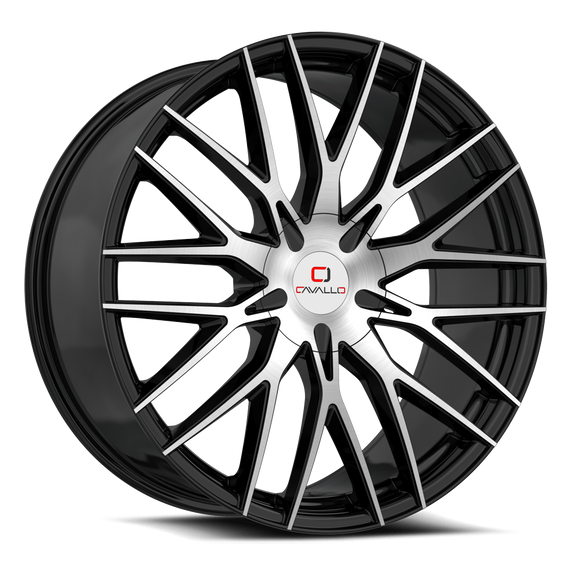 22x9.5 Cavallo CLV-45 Gloss Black Machined 5x115/120 ET15 wheel/rim