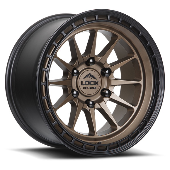 17x9 Lock Off-Road Baja Matte Bronze Black Ring 5x127 5x5 ET0 Wheel Rim
