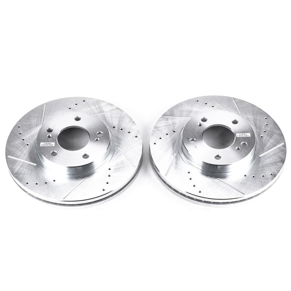 PowerStop Evolution Drilled Slotted Rotors Pair Front For INFINITI Q45