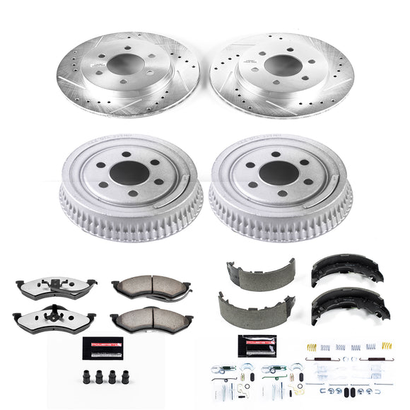 PowerStop Z36 Ceramic Brake Pads with Drilled Slotted Rotors and Drum Shoe Kit