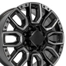 20" Replica CV97A for GMC Sierra 2500/3500 20x8.5 Blk Milled Edge w/ Tinted Clea