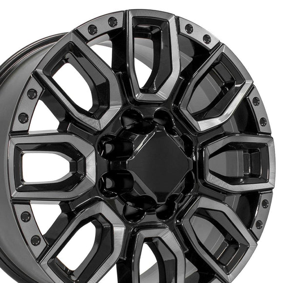 20" Replica CV97A for GMC Sierra 2500/3500 20x8.5 Blk Milled Edge w/ Tinted Clea