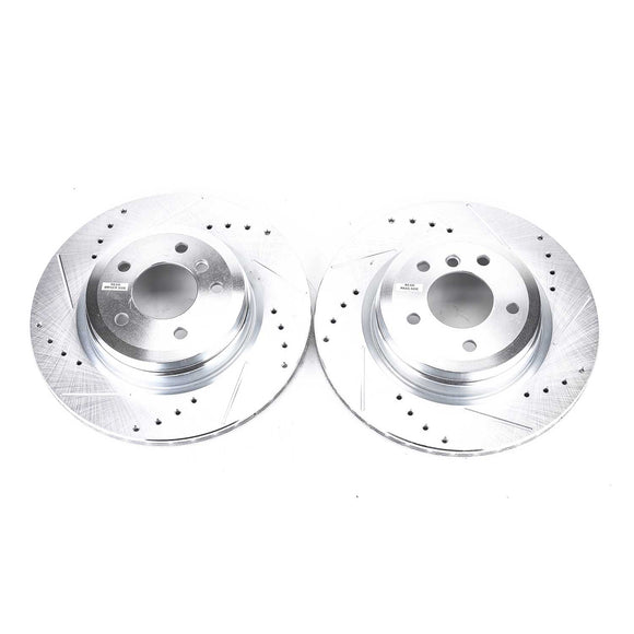 PowerStop Evolution Drilled Slotted Rotors Pair Rear For BMW 330i