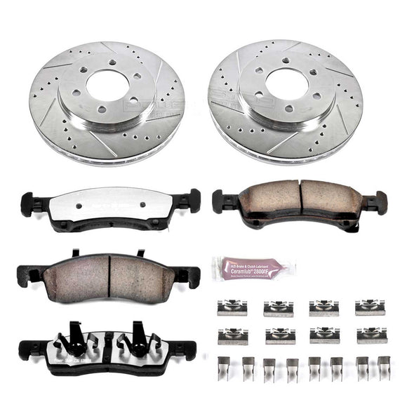 PowerStop Z36 Carbon-Fiber Ceramic Brake Pad with Drilled and Slotted Rotor Kit