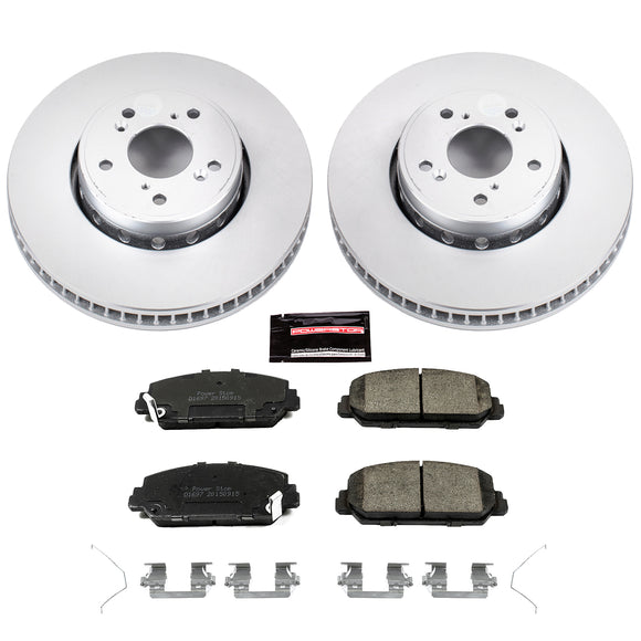 PowerStop Genuine Geomet Coated Rotor and Low-Dust Ceramic Brake Pad Kit