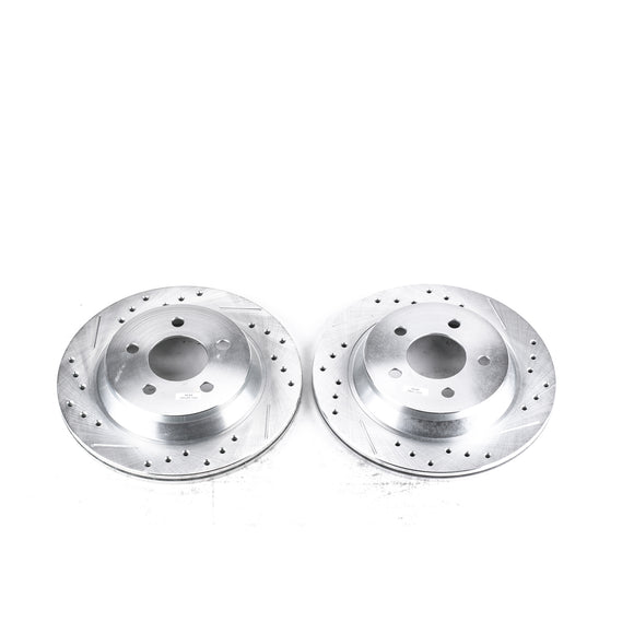 PowerStop Evolution Drilled Slotted Rotors Pair Rear For Ford Mustang
