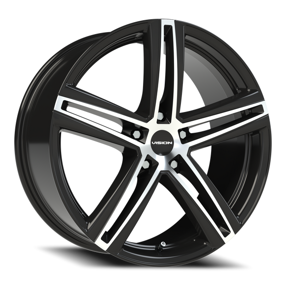 19x8.5 Vision Nitrous Gloss Black Machined Face 5x114.3 ET40 CB73.1 Wheel Rim