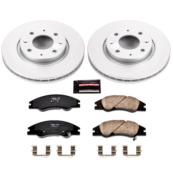 PowerStop Genuine Geomet Coated Rotor and Low-Dust Ceramic Brake Pad Kit