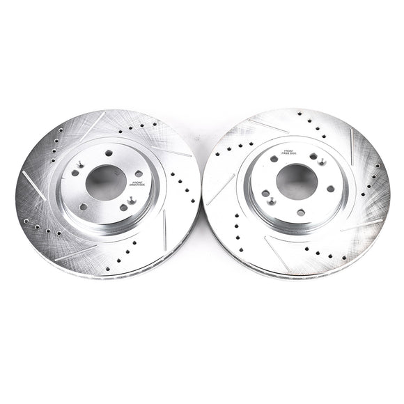 PowerStop Evolution Drilled Slotted Rotors Pair Front For Kia Sedona