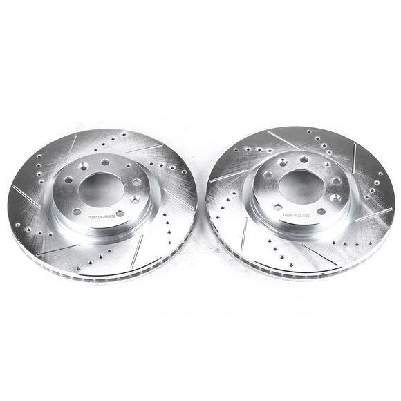 PowerStop Evolution Drilled Slotted Rotors Pair Front For Mazda RX-8