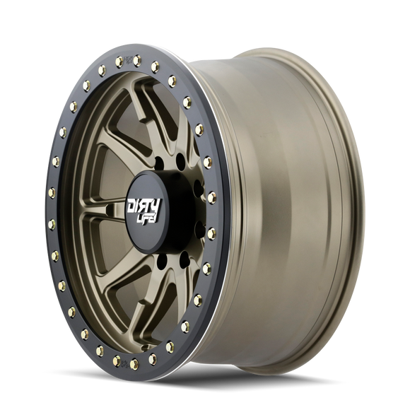 17x9 Dirty Life Dt-2 Satin Gold W/Simulated Ring 5x127 ET-12 wheel/rim