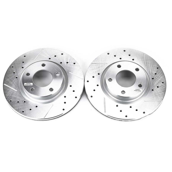 PowerStop Evolution Drilled Slotted Rotors Pair Front For Mazda 3
