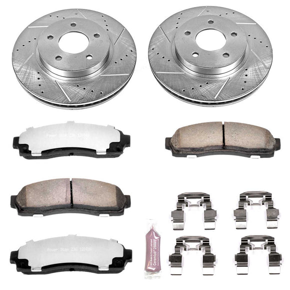 PowerStop Z36 Carbon-Fiber Ceramic Brake Pad with Drilled and Slotted Rotor Kit
