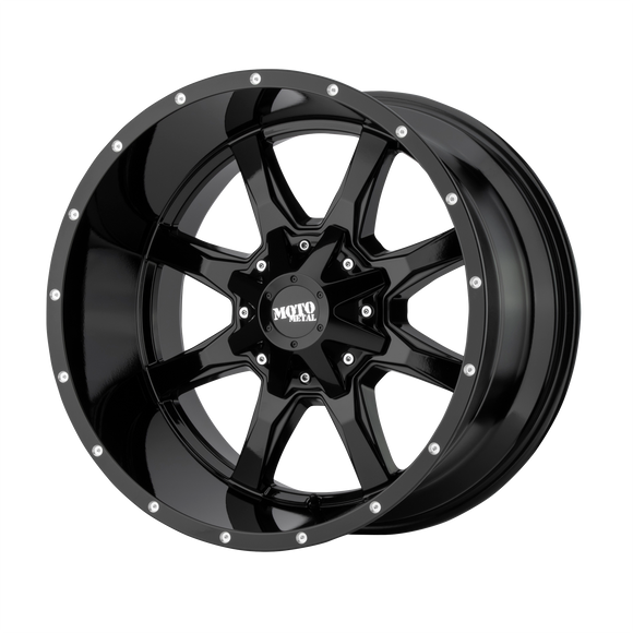 20X10 Moto Metal MO970 Gloss Black With Milled Lip 8X170 ET-24 wheel/rim