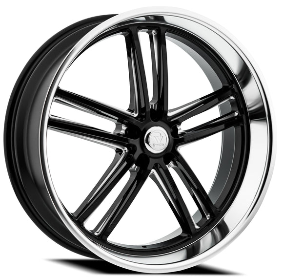 22x10.5 Resto Maverick Glossy Black Diamond Cut Lip 5x127 ET12 CB78.10 Wheel