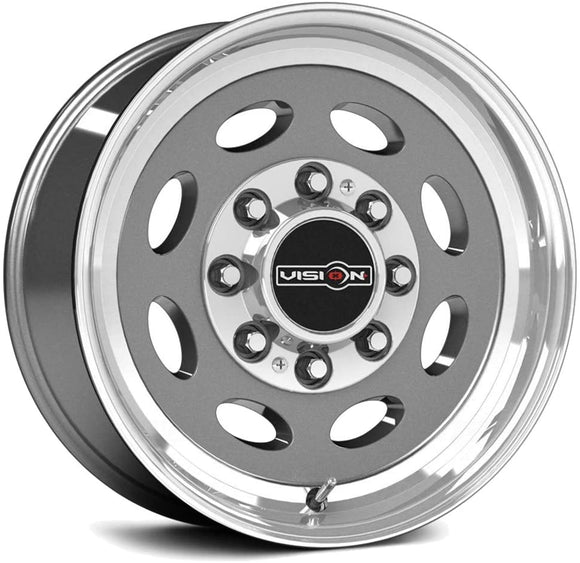 19.5x7.5 Vision 81 Heavy Hauler Gun Metal Machined Lip 8x170 ET0 CB125.2