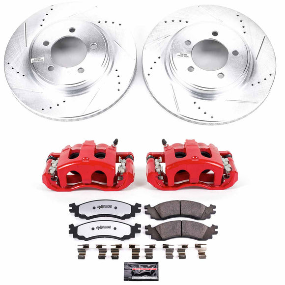 PowerStop Z36 Truck and SUV Ceramic Brake Pad, Drilled & Slotted Rotor, and Cali
