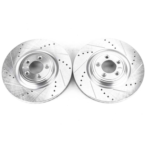 PowerStop Evolution Drilled Slotted Rotors Pair Front For Jaguar S-Type