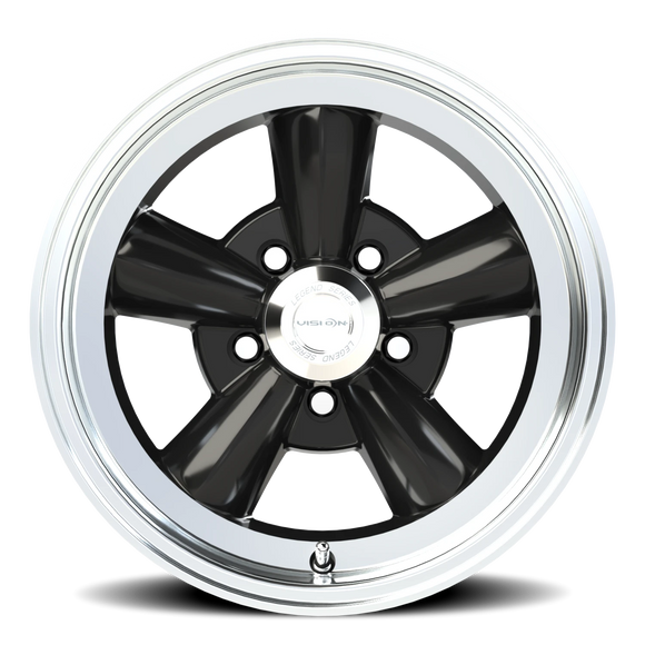 15x8 Vision 141H Legend 5 Black Machined Lip 5x114.3 5x4.5 ET-19 Wheel Rim