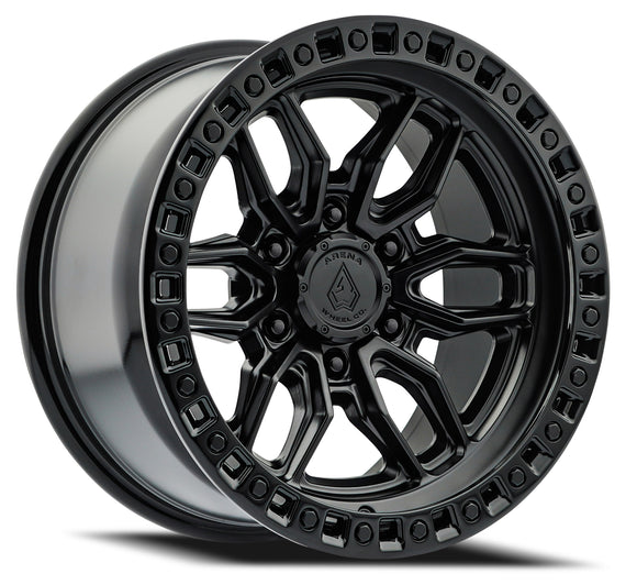 18x9 Arena Wheel Hustle Satin Black Center Glossy Black Lip 6x135 ET1 CB87.12
