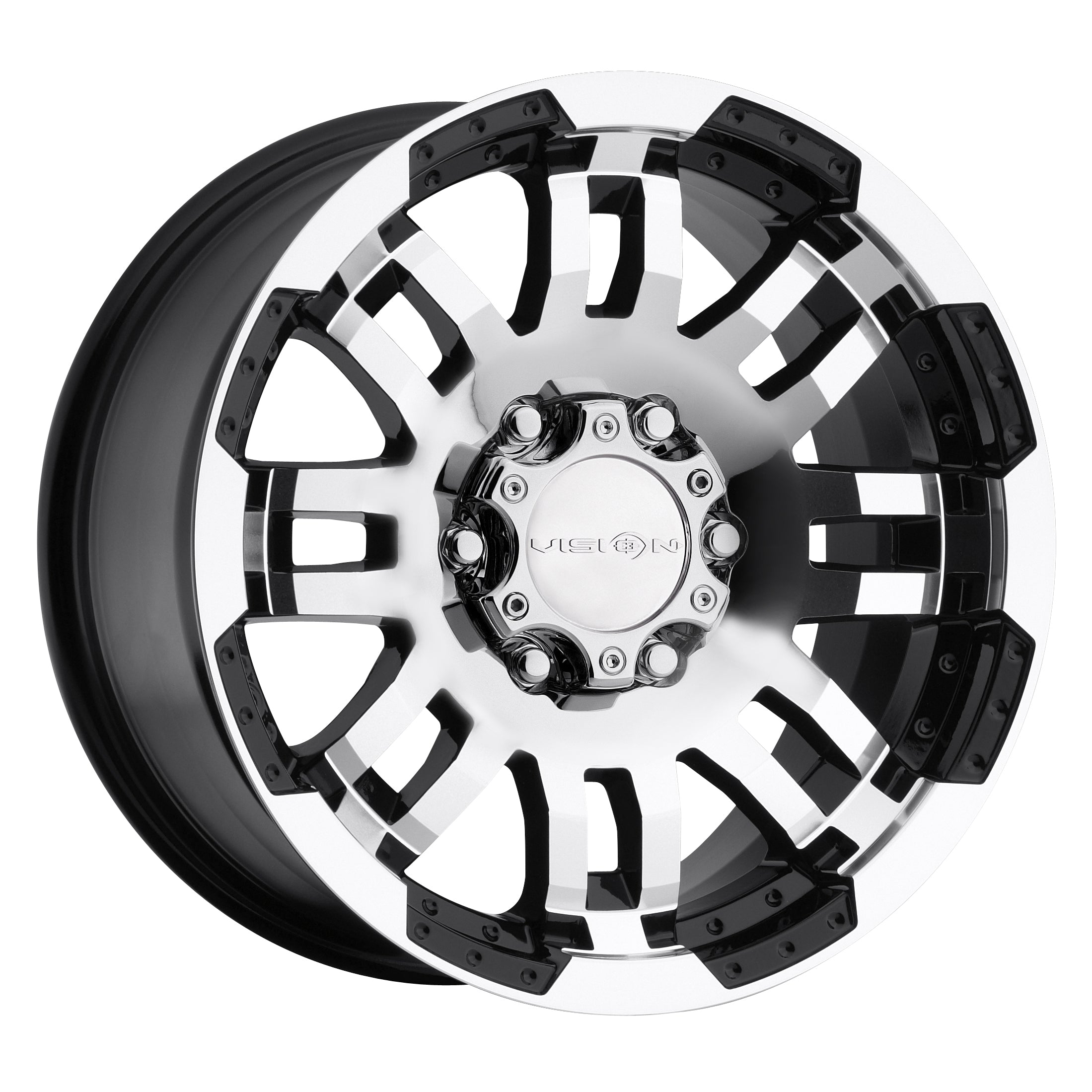 15x6 Vision 375 Warrior Black Machined Face 6x139.7 6x5.5 ET0 Wheel Rim