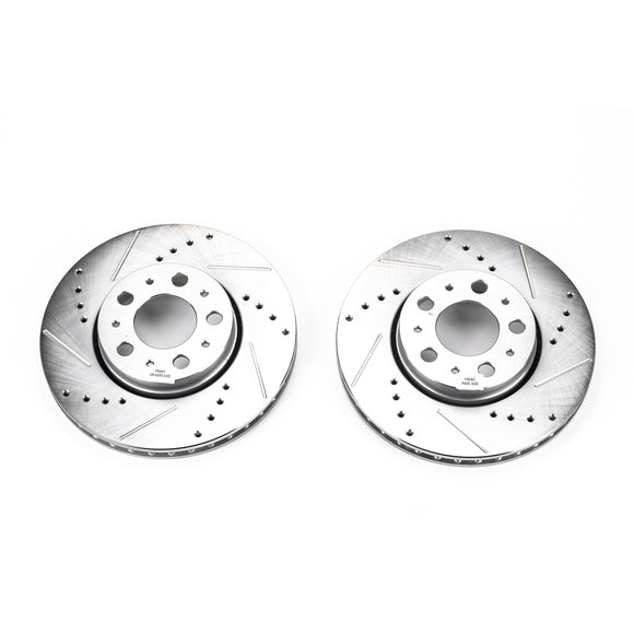 PowerStop Evolution Drilled Slotted Rotors Pair Front For Volvo S80