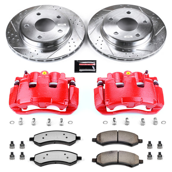 PowerStop Z36 Truck and SUV Ceramic Brake Pad, Drilled & Slotted Rotor, and Cali
