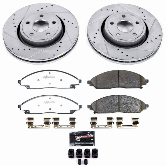 PowerStop Z36 Carbon-Fiber Ceramic Brake Pad with Drilled and Slotted Rotor Kit