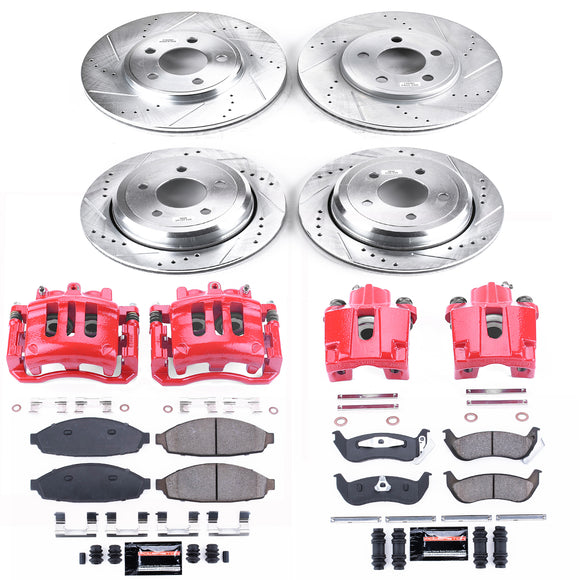 PowerStop Z23 Daily Driver Carbon-Fiber Ceramic Pads Drilled & Slotted Rotor & C