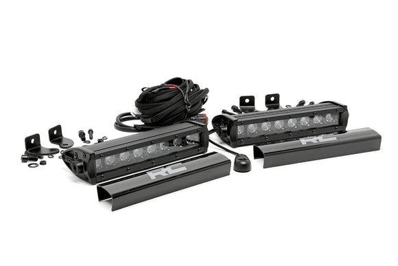 Rough Country Black Series LED Light Bar 8"Single Row Pair