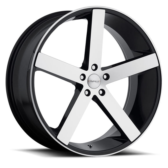 22x9 Cavallo CLV-5 Gloss Black & Machined 5x115 ET18 wheel/rim