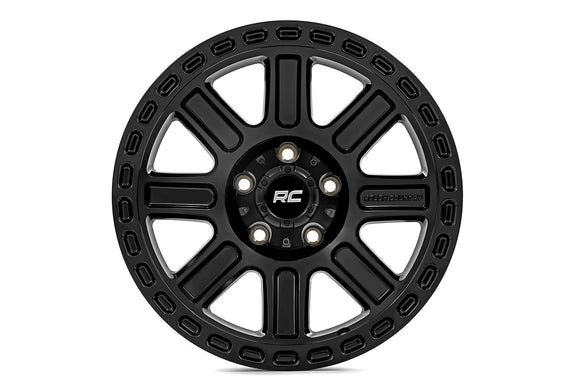 15x8 Rough Country 84 Series Gloss Black Wheel 5x4.5 ET-19 CB
