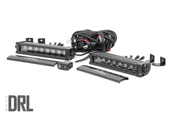 Rough Country Black Series LED Light Bar Cool White DRL8" For Single Row Pair
