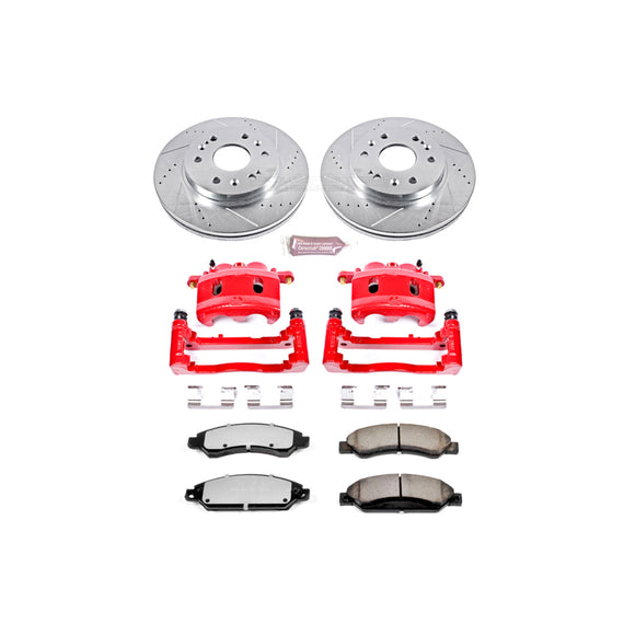 PowerStop Z36 Truck and SUV Ceramic Brake Pad, Drilled & Slotted Rotor, and Cali