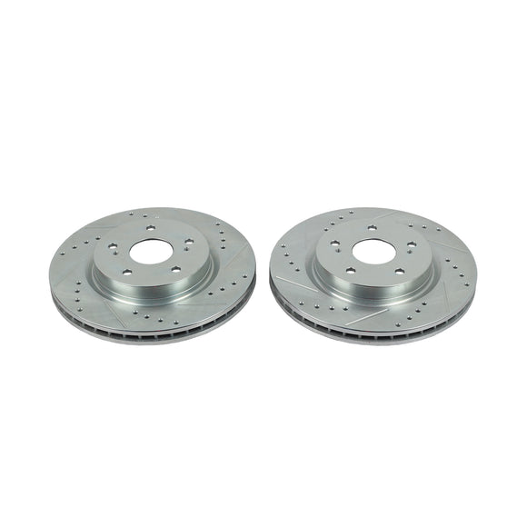 PowerStop Evolution Drilled Slotted Rotors Pair Front For Suzuki GrVitara