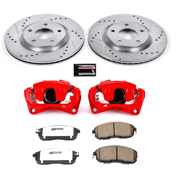 PowerStop Z26 Street Performance Ceramic Brake Pad, Drilled Slotted Rotor, and C