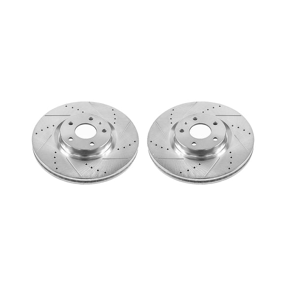PowerStop Evolution Drilled Slotted Rotors Pair Front For Lincoln MKZ