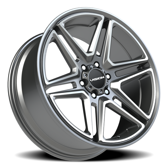 22x9.5 Vision 476 Wedge Gun Metal Machined Face Wheel 6x139.7 ET15 CB78.1