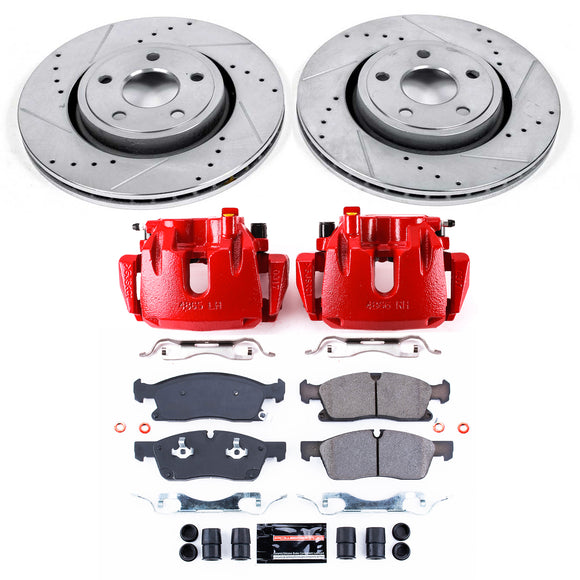 PowerStop Z23 Daily Driver Carbon-Fiber Ceramic Pads Drilled & Slotted Rotor & C
