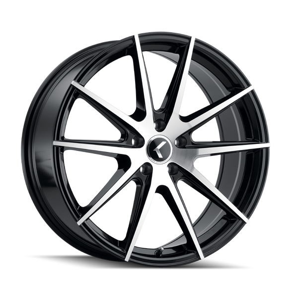 17x8 Kraze KR193 Turismo Gloss Black Machined 5x108 5x4.25 ET38 Wheel Rim