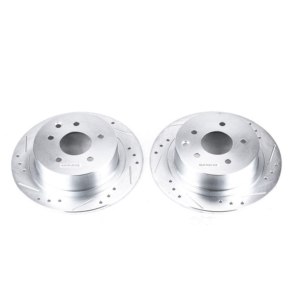 PowerStop Evolution Drilled Slotted Rotors Pair Rear For Nissan Altima